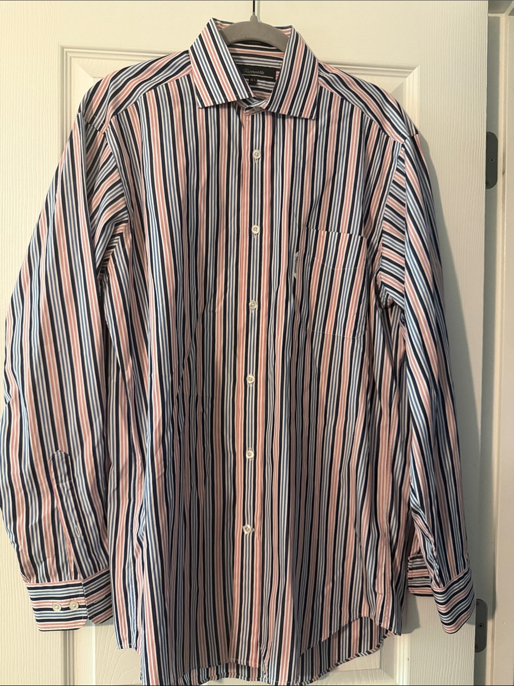 Faconnable Men’s Pink & Blue Striped Dress Shirt